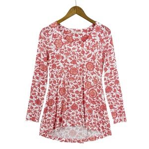 PERUVIAN CONNECTION Top Tunic Long Sleeve Floral Pima Cotton